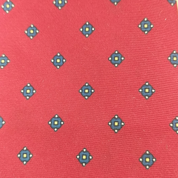Christian Dior Mens Necktie Red with Blue Diamonds - Picture 2 of 5